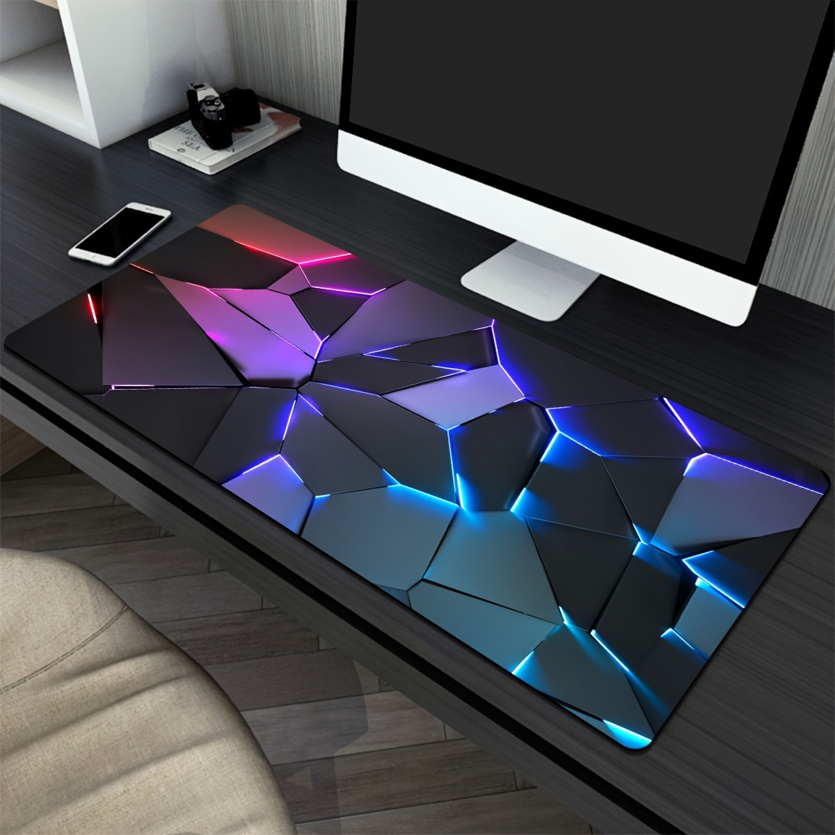 Desk Setup Rgb - Line Geometry RGB Mouse pad grande