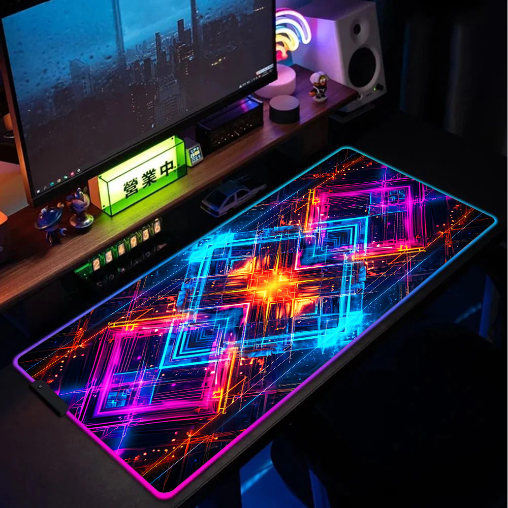 Desk Setup Rgb - Tappetino per mouse Neon Geometric Energy
