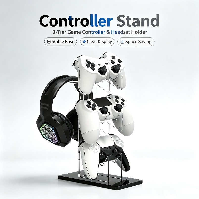 Desk Setup Headphones - Supporto per Controller a 3 Livelli,