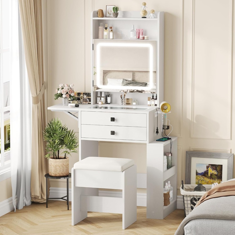 Desk Setup Charging Station - Piccola Scrivania per Trucco con Specchio