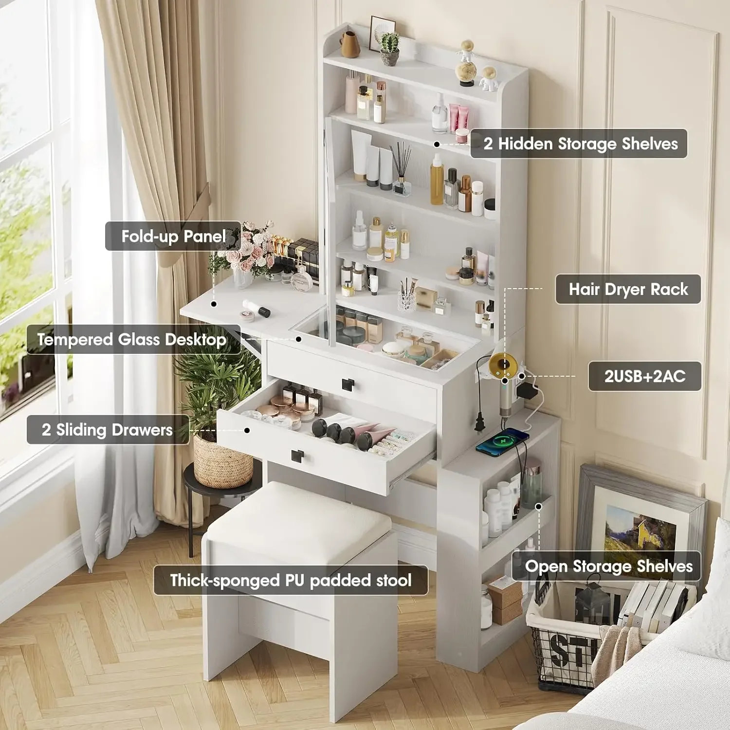 Piccola Scrivania per Trucco c - Desk Setup Charging Station recensione e prezzo