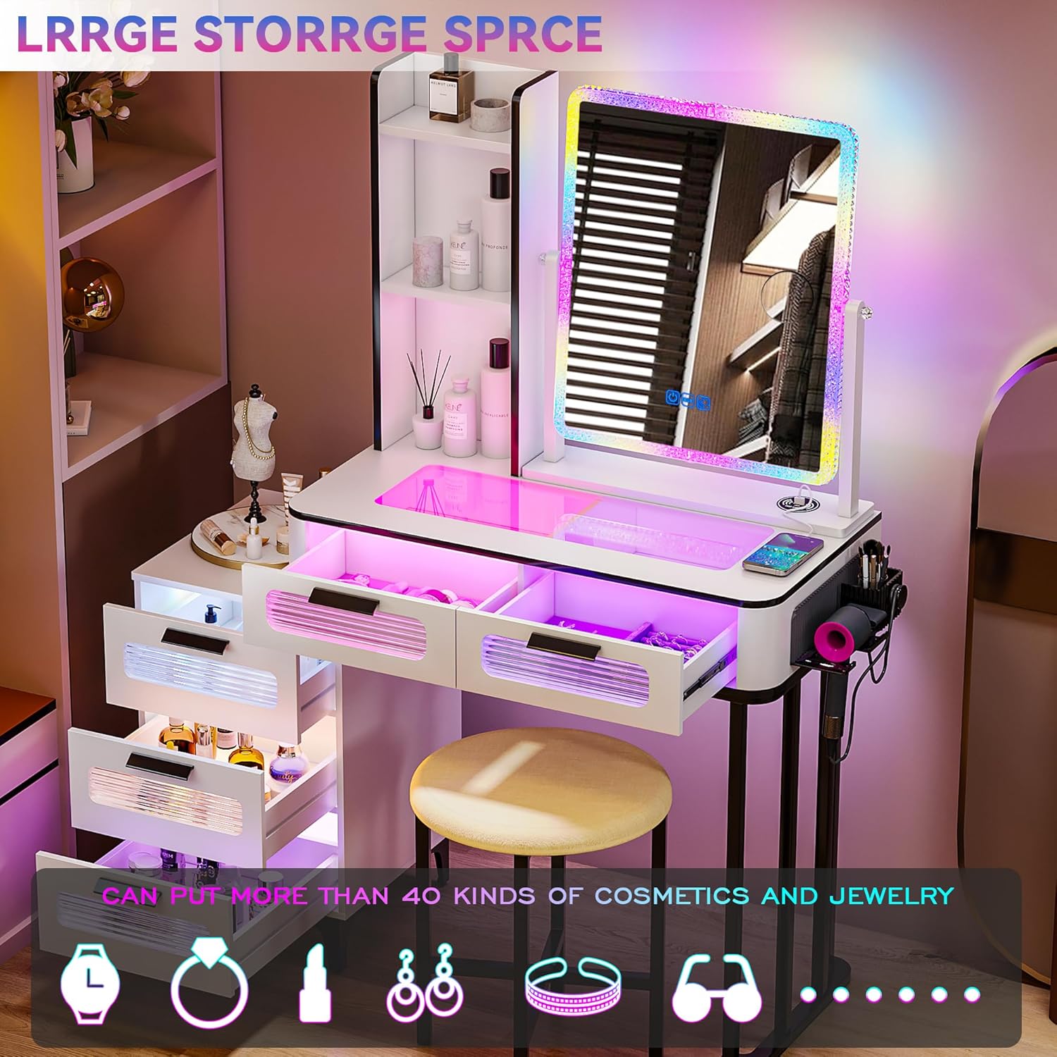 i*-RGB Toeletta da Trucco con  - Desk Setup Charging Station recensione e prezzo
