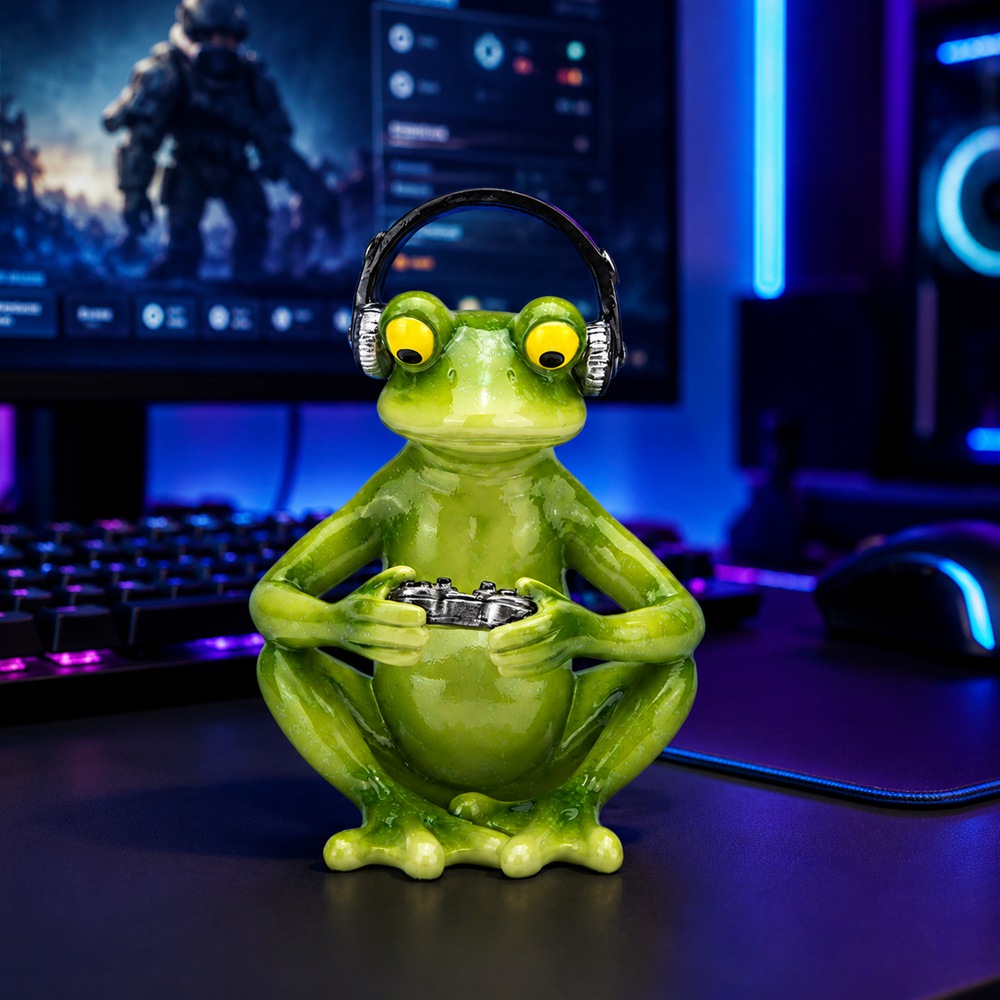 Statua Divertente di Rana Game - Desk Setup Headphones recensione e prezzo