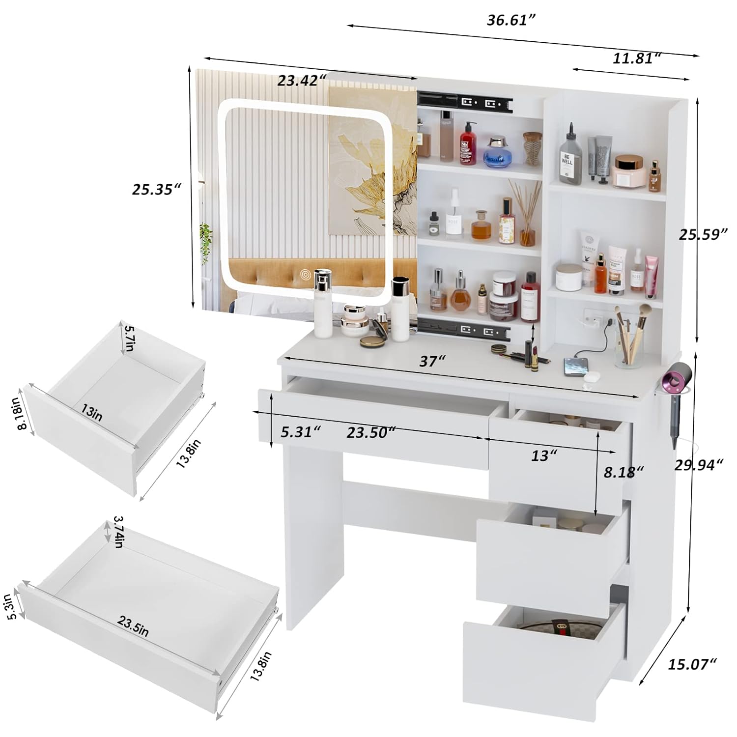 Tavolo da Trucco i*-Make Up co - Desk Setup Charging Station recensione e prezzo