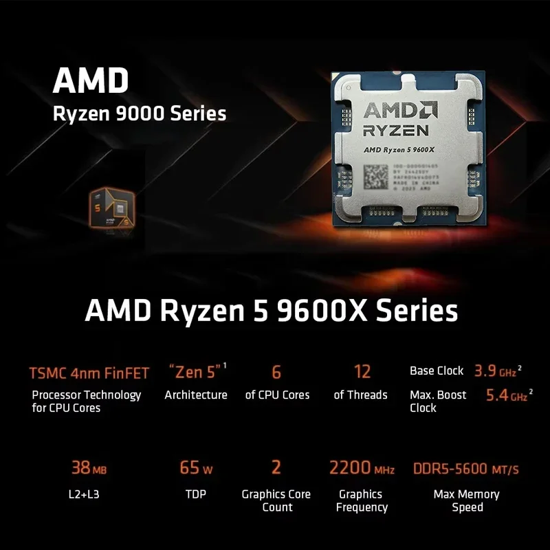 AMD Ryzen 5 9600X 100% AMD R5  - Amd Cpu Ryzen 5 recensione e prezzo