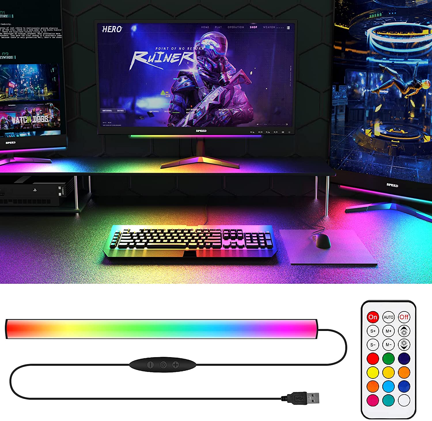 Barra luminosa sotto il monito - Desk Setup Rgb recensione e prezzo